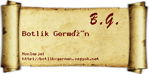Botlik Germán névjegykártya